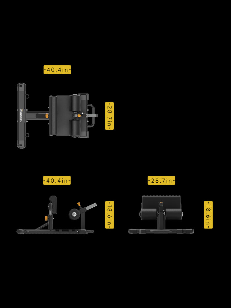 DDR038 Sissy Squat Machine dimensions – 40.4" L x 28.7" W x 18.6" H.
