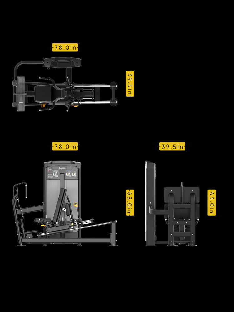 DRE8016 Commercial Leg Press Hack Squat Machine with dual functionality.