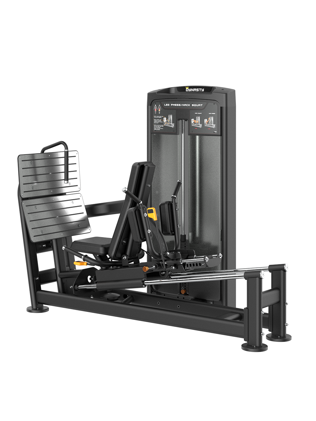 DRE8016 Commercial Leg Press Hack Squat Machine with dual functionality.