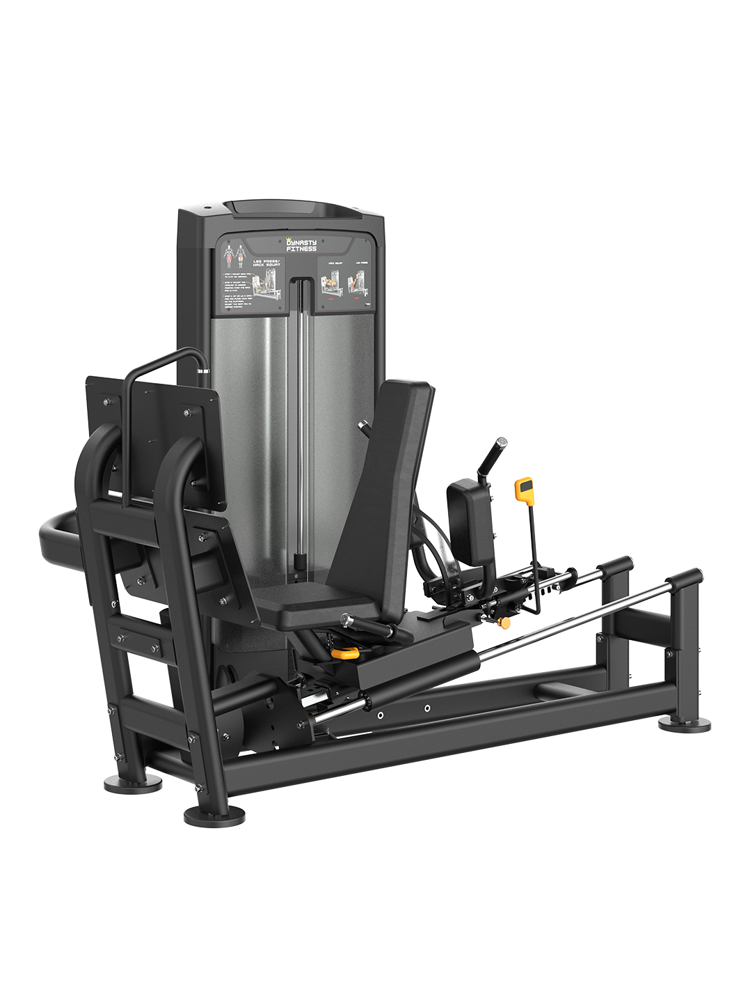 DRE8016 Commercial Leg Press Hack Squat Machine with dual functionality.