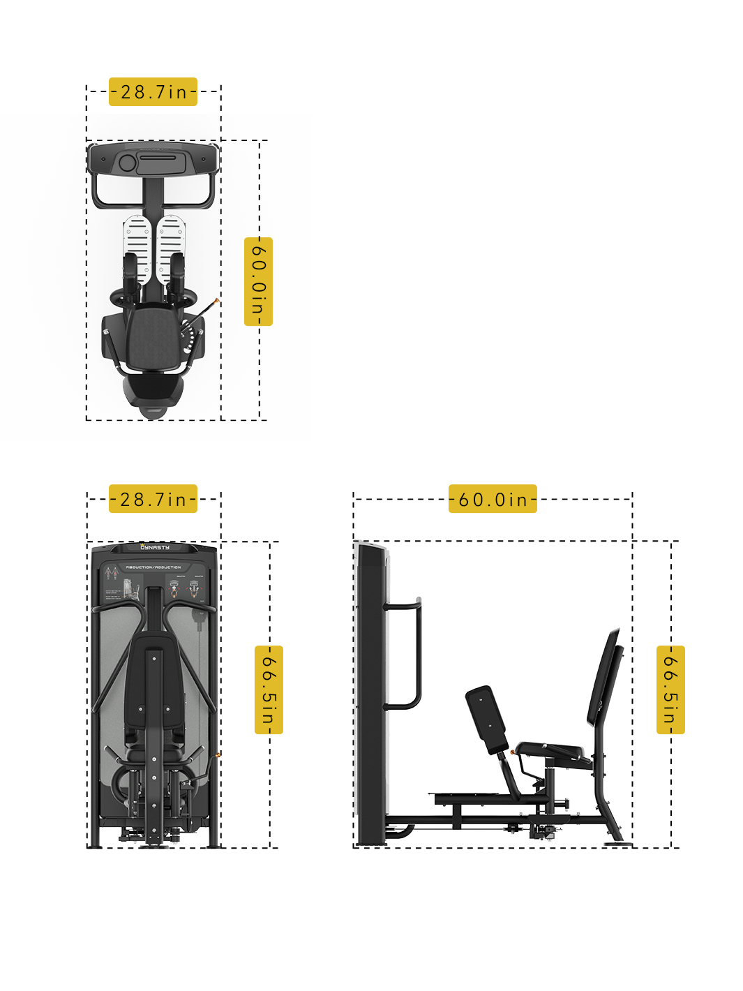 Dynasty Glute Drive machine, black, front view