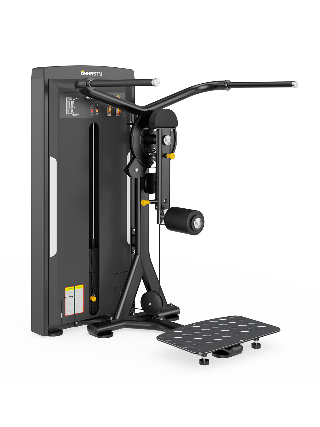 Dynasty Multi Hip machine, black, with extended handlebars and textured footplate.