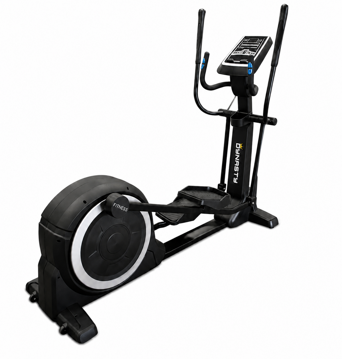 Elliptical trainer with digital display on a white background