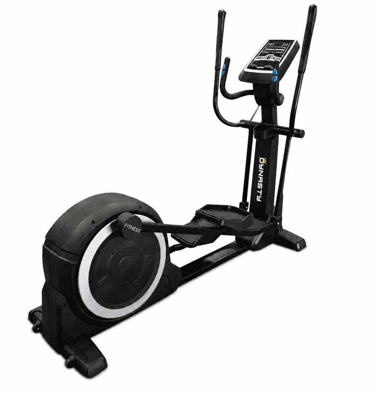 Elliptical trainer with digital display on a white background