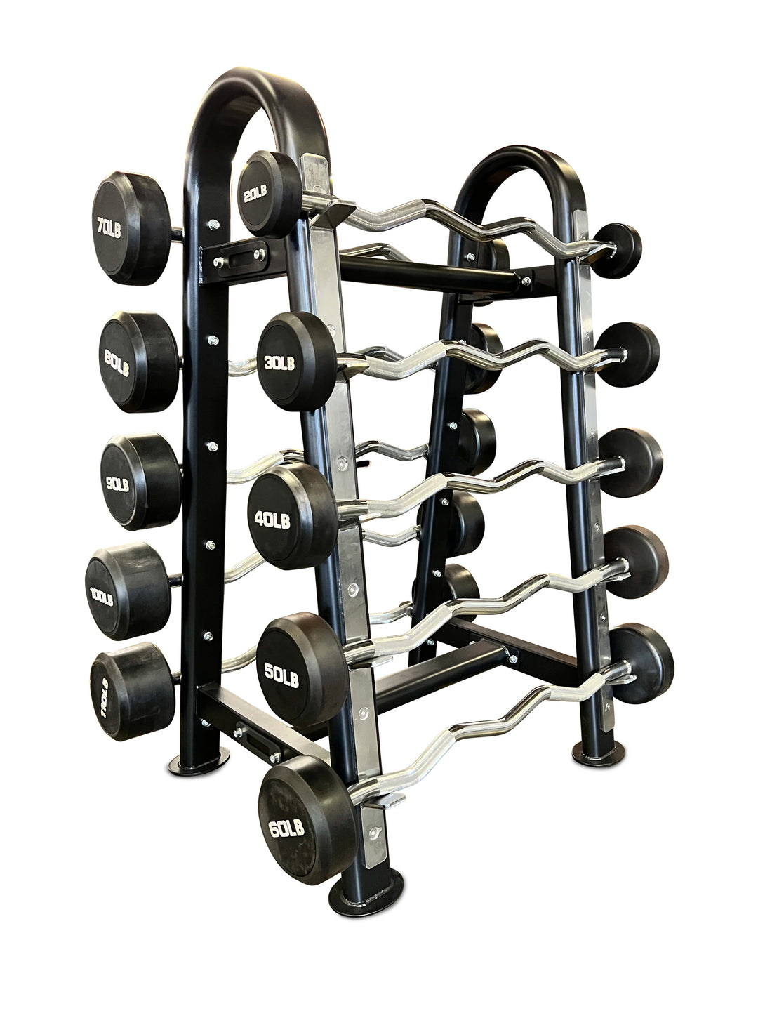 Fixed Curl 10 Urethane Barbell Set with Rack FCUBSWR