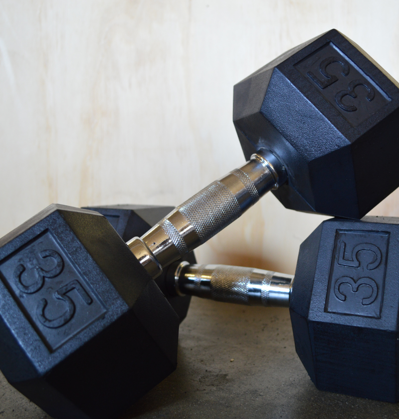 RUBBER HEX DUMBBELLS 5LB–75LB WITH RACK DBR575