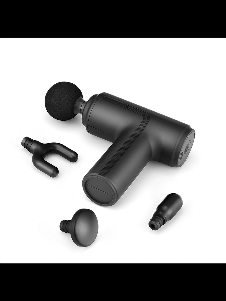 Dynasty Fitness Mini Gun Massager U2 with four interchangeable heads.