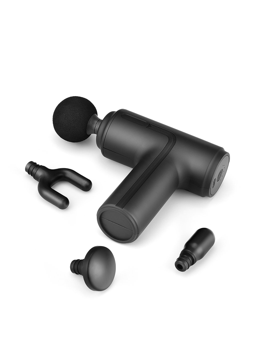 Dynasty Fitness Mini Gun Massager U2 with four interchangeable heads.