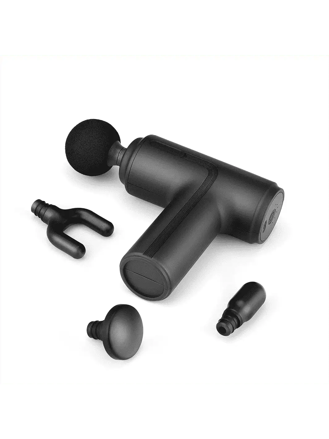 Dynasty Fitness Mini Gun Massager U2 with four interchangeable heads.
